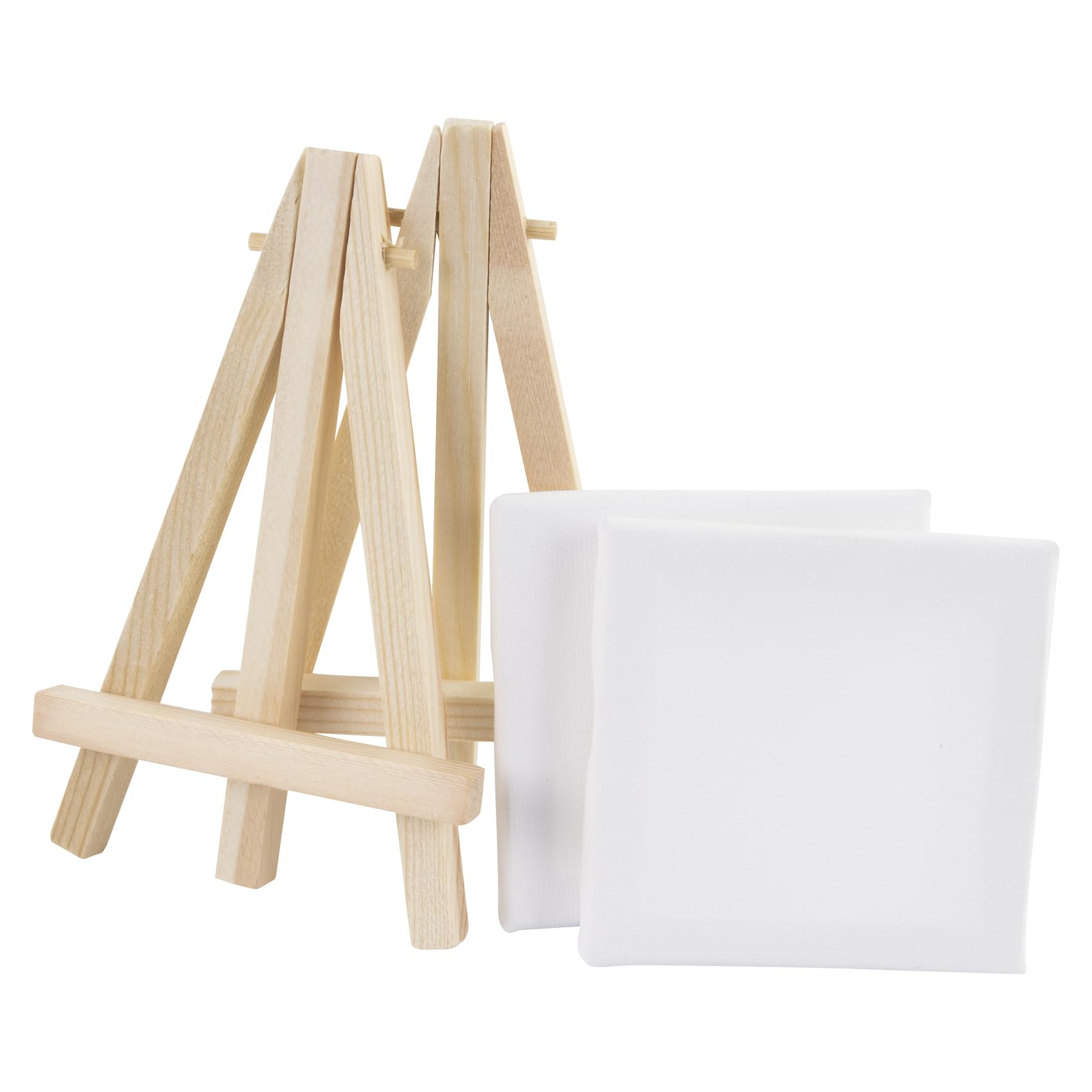 Stylex 28672-P12 - Mini tela con cavalletto, 12 x 2 pezzi rivestiti con tessuto 100% cotone, dimensioni 7 x 7 cm, preparati, cuciti sul retro, per colori a olio, acrilici, guazzo e tempera
