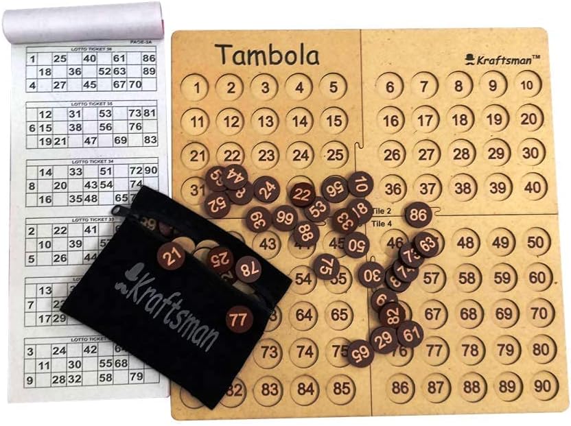 MilesMagic Portable Wooden Bingo Board Game | Housie Tambola Mind Game | Fun and Entertainment Number Calling Party Games with 600 Different Tickets (Amazon Exclusive)