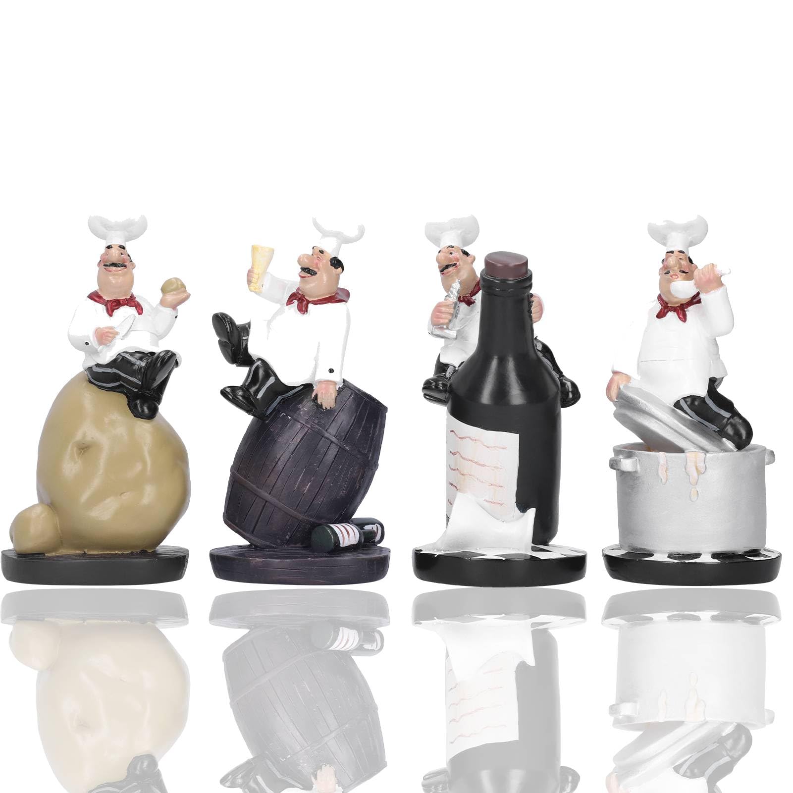 Decoration de cuisine originale lot de 4 statues de chef italien a offrir aux passionnes