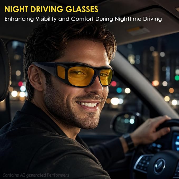 Gafas para conducir de noche unisex con lentes amarillos polarizadas miniatura 5