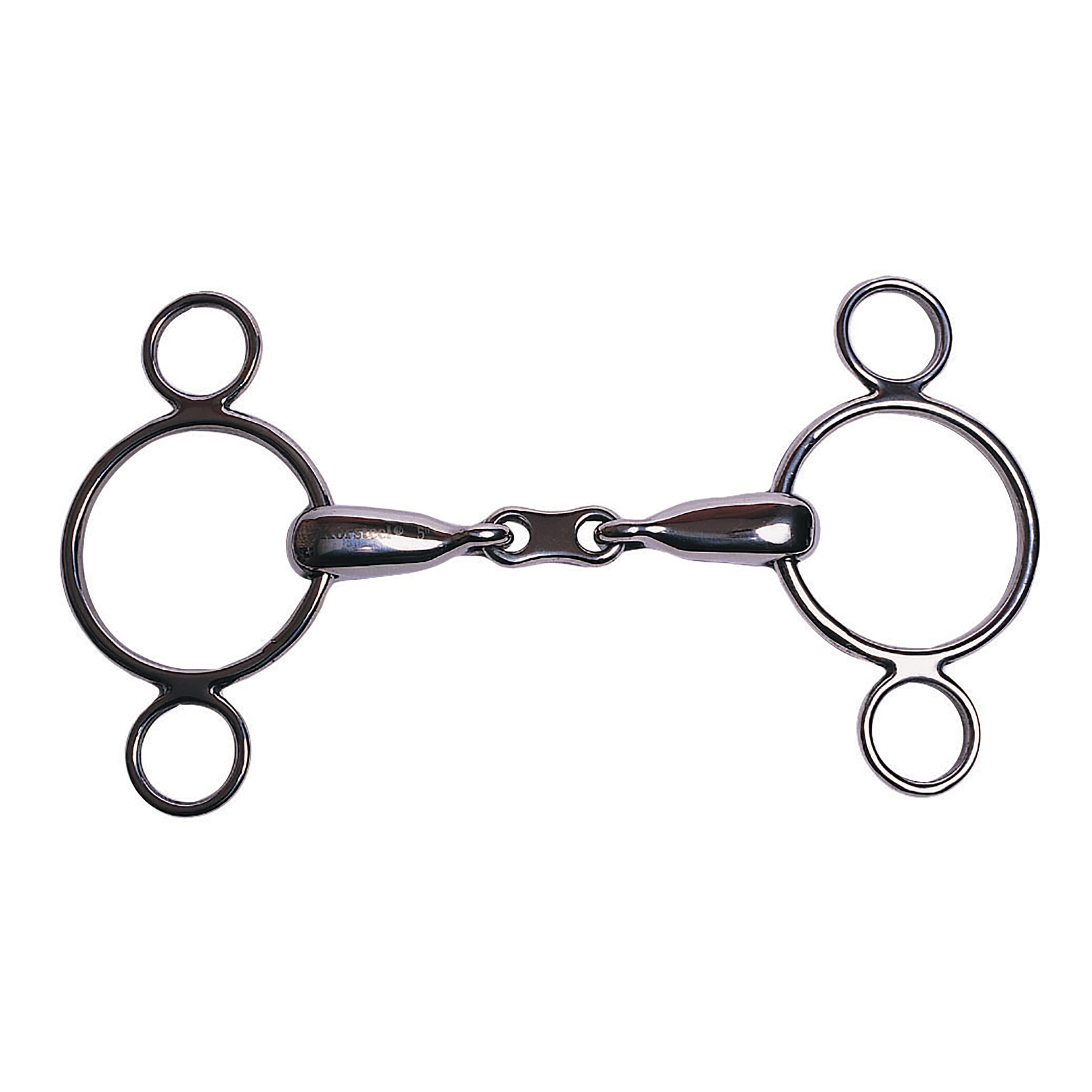 Korsteel Stainless Steel French Link 2 Ring Dutch Gag Bit, 5"