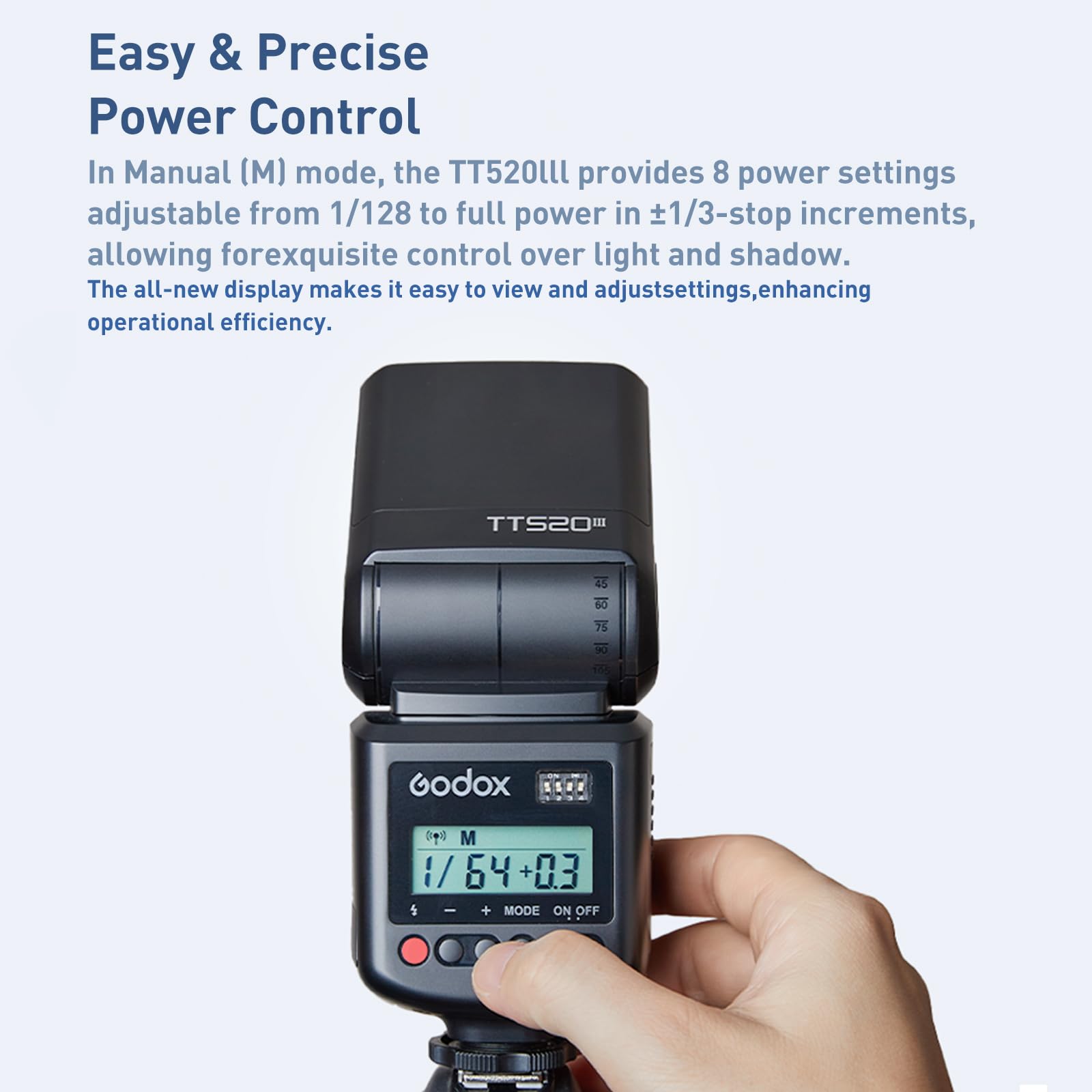 Godox TT520iii Flash per Fotocamera Speedlite Con Lanciatore Rt-16, 433 Mhz Wireless Flash Gn33 S1/s2, Controllo Ottico Singolo, Funzionamento A Batteria, Compatibile con Fotocamere