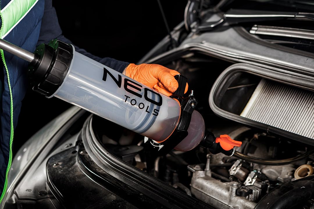 NEO TOOLS Thorstone, pompa di aspirazione dell'olio, aspiratore dell'olio, pistola di aspirazione dell'olio, aspiratore dell'olio, per liquido dei freni, oli di trasmissione, refrigerante, motore |