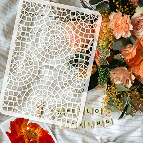 FINGERINSPIRE Holtz Mosaic Stencil 29.7x21cm Mosaic Stencil Template Plastic Geometric Circle Pattern Stencils Reusable Layering Stencil DIY Art Stencils for Painting on Wood Floor - Image 3