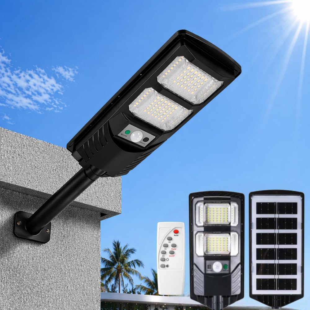 XERGY 50W Solar LED Street Light with Remote – 96 LEDs, Motion Sensor, Dusk to Dawn Sensor, IP67 Waterproof, 3W Solar Panel, 2000mAh Battery – Outdoor Lighting for Garden, Yard, Driveway, Garage-picture-38
