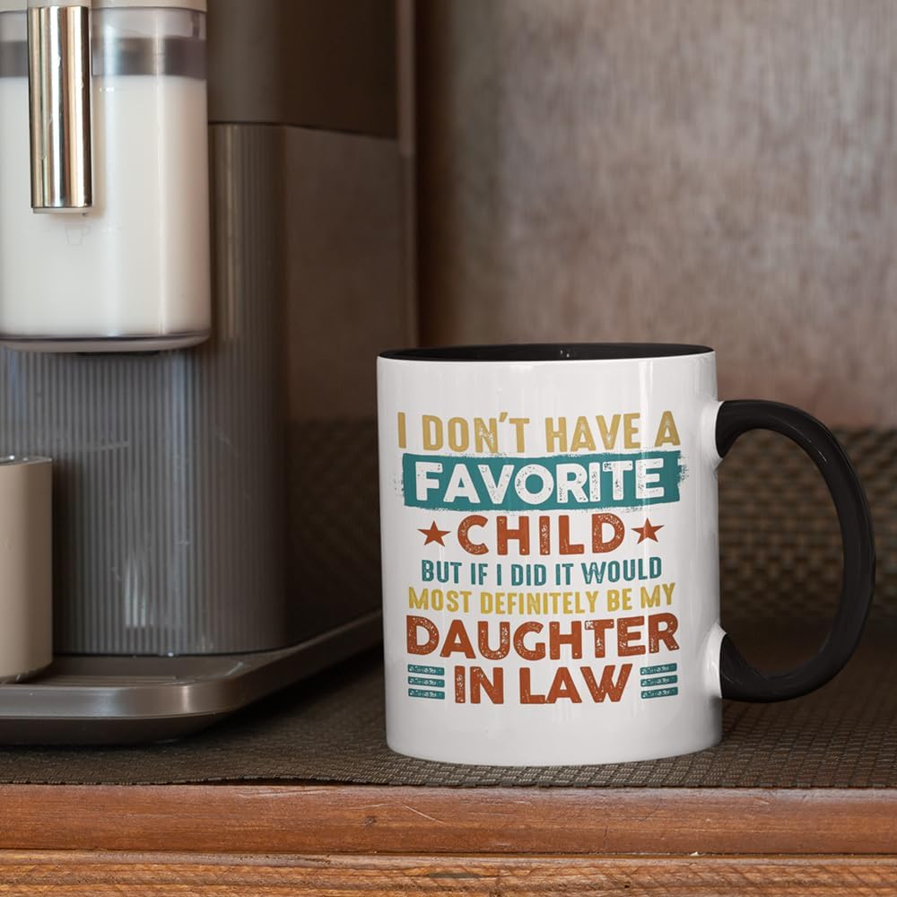 Father Mother in Law Gifts - Favorite Child Daughter in Law Coffee Mug - Funny 12oz 'I Don't Have A Favourite Child' Birthday Gift - Image 4
