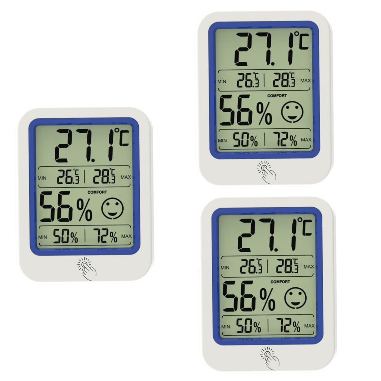 BESPORTBLE 3pièces Thermomètre Numérique Lcd Intérieur Avec Indicateur Humidité Hygromètre Électronique Pour Mesure Précise Température Humidité