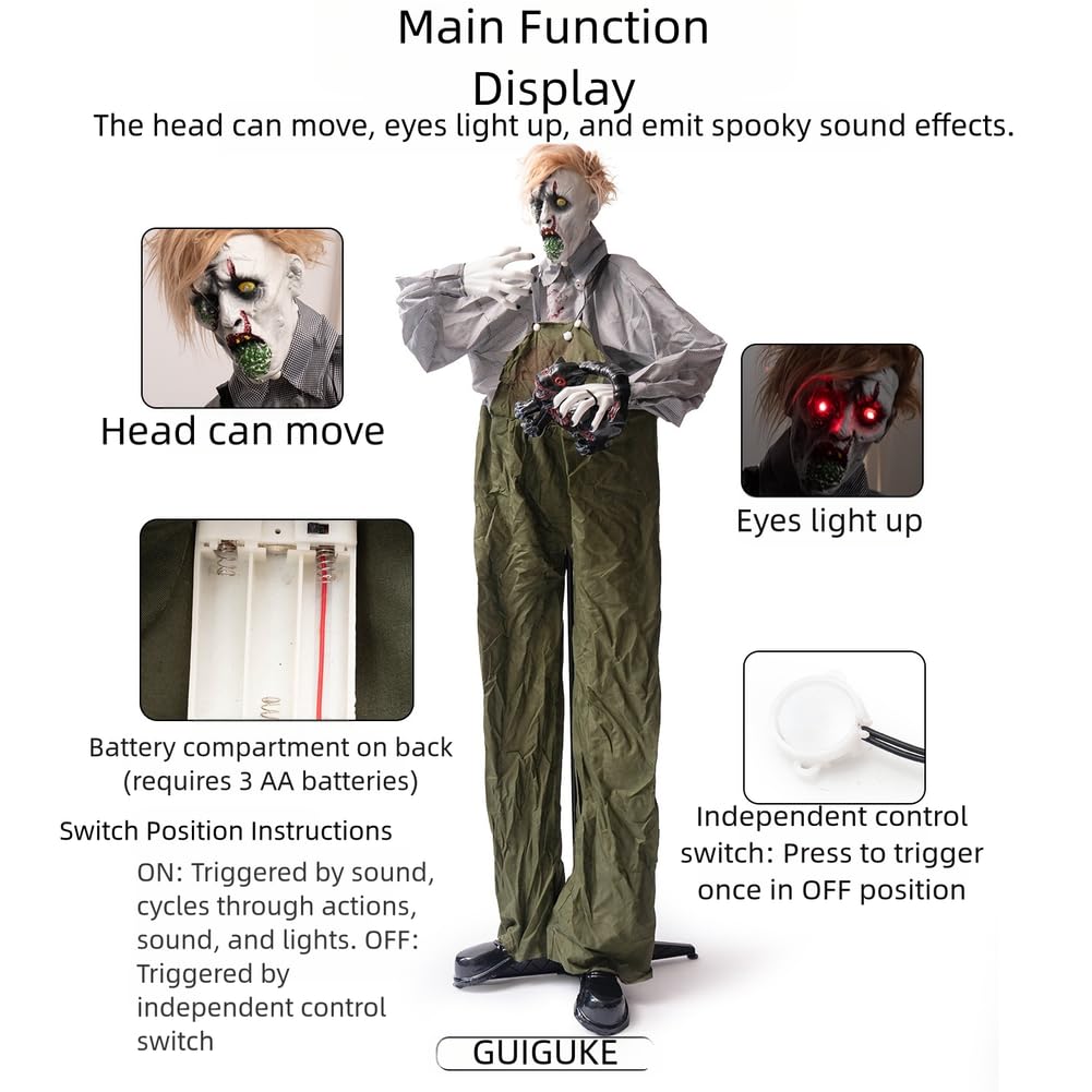 Halloween 190 Cm Tuta Animata Zombie Con Gatto Outdoor Elettrico Decor Halloween Decor Halloween Tovaglia