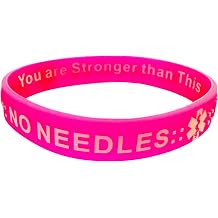 NO BP Needles IV Stick Medical Alert this Arm | Silicone Bracelet Wristbands for Dialysis Chemo Lymphedema Pink, Large 8.66 Inches