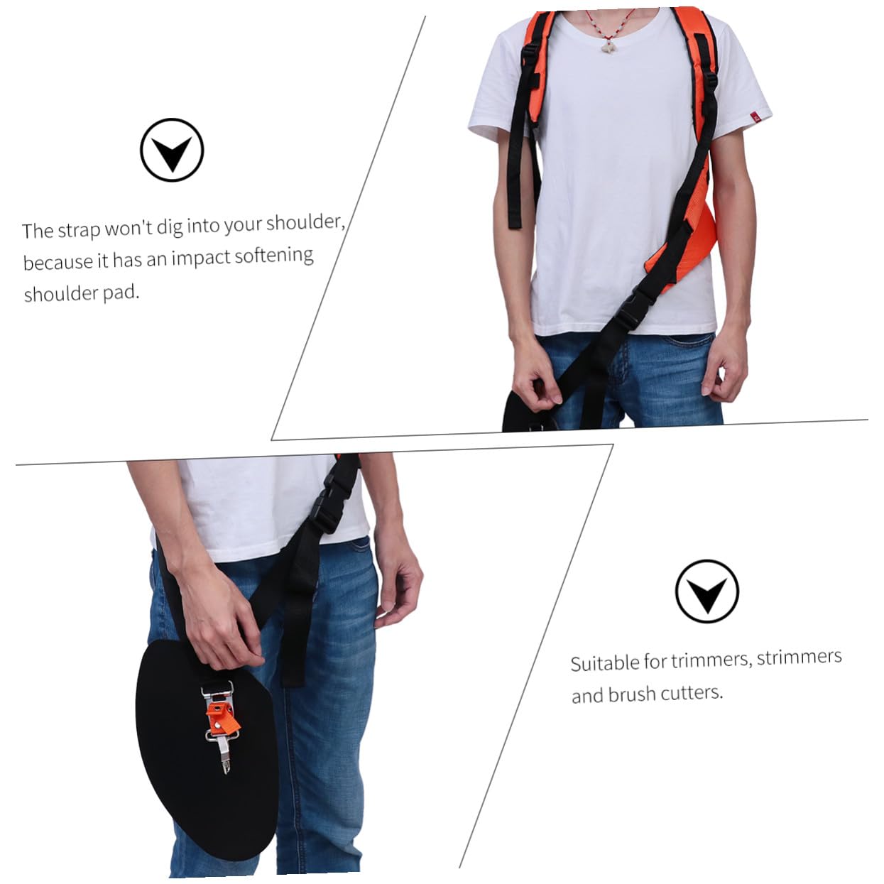 SHINEOFI de Hombro Acolchado para Desbrozadora con Cinturón Ajustable Ergonómico para Cortacésped y Podadora Distribuye Peso y Reduce Fatiga Hombros y Cuerpo