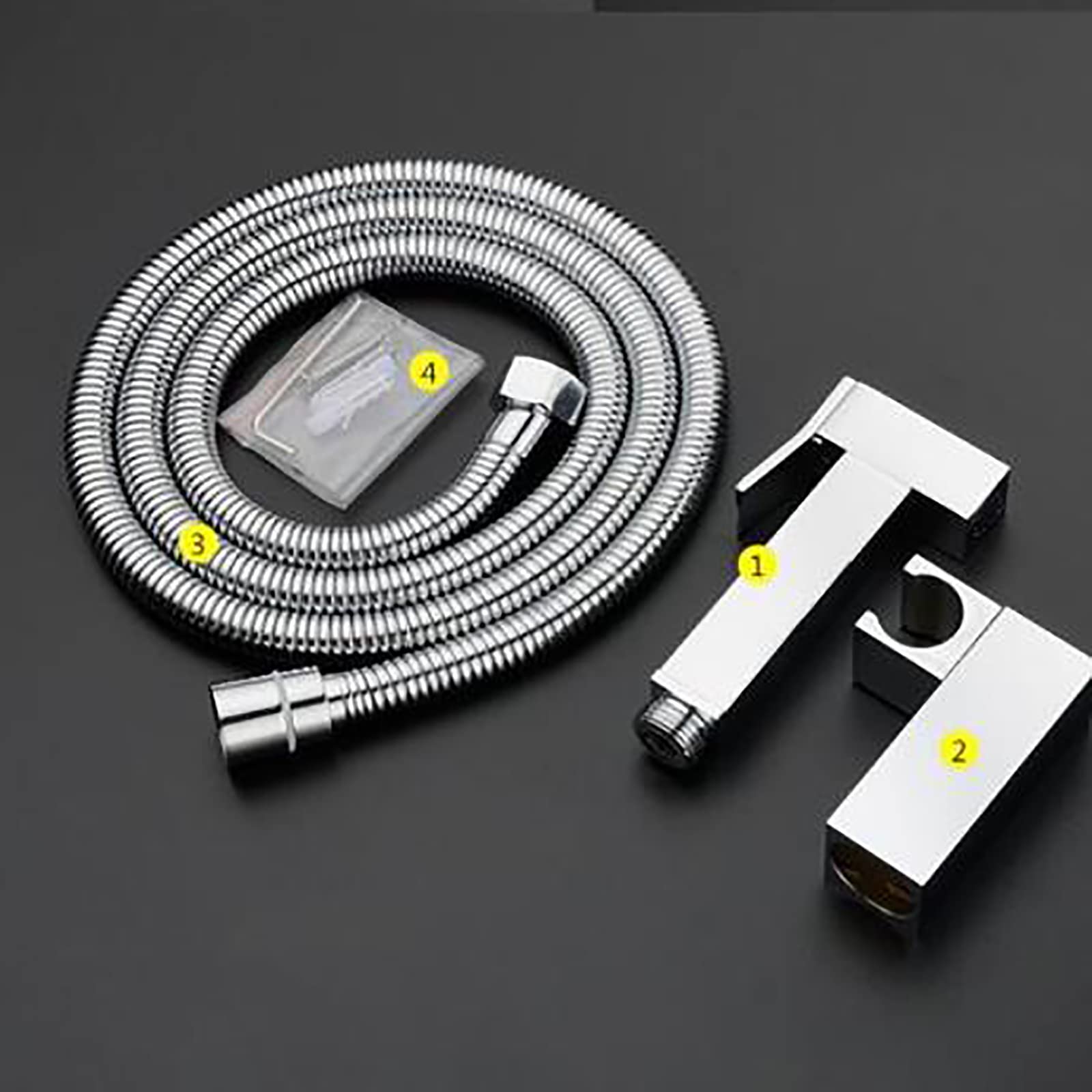 Spruzzatore per bidet, doccetta per WC, montaggio a parete, in ottone massiccio, rubinetto per bidet da bagno, soffione quadrato, panno per la pulizia del bagno, set spruzzatore per l'igiene del bagno