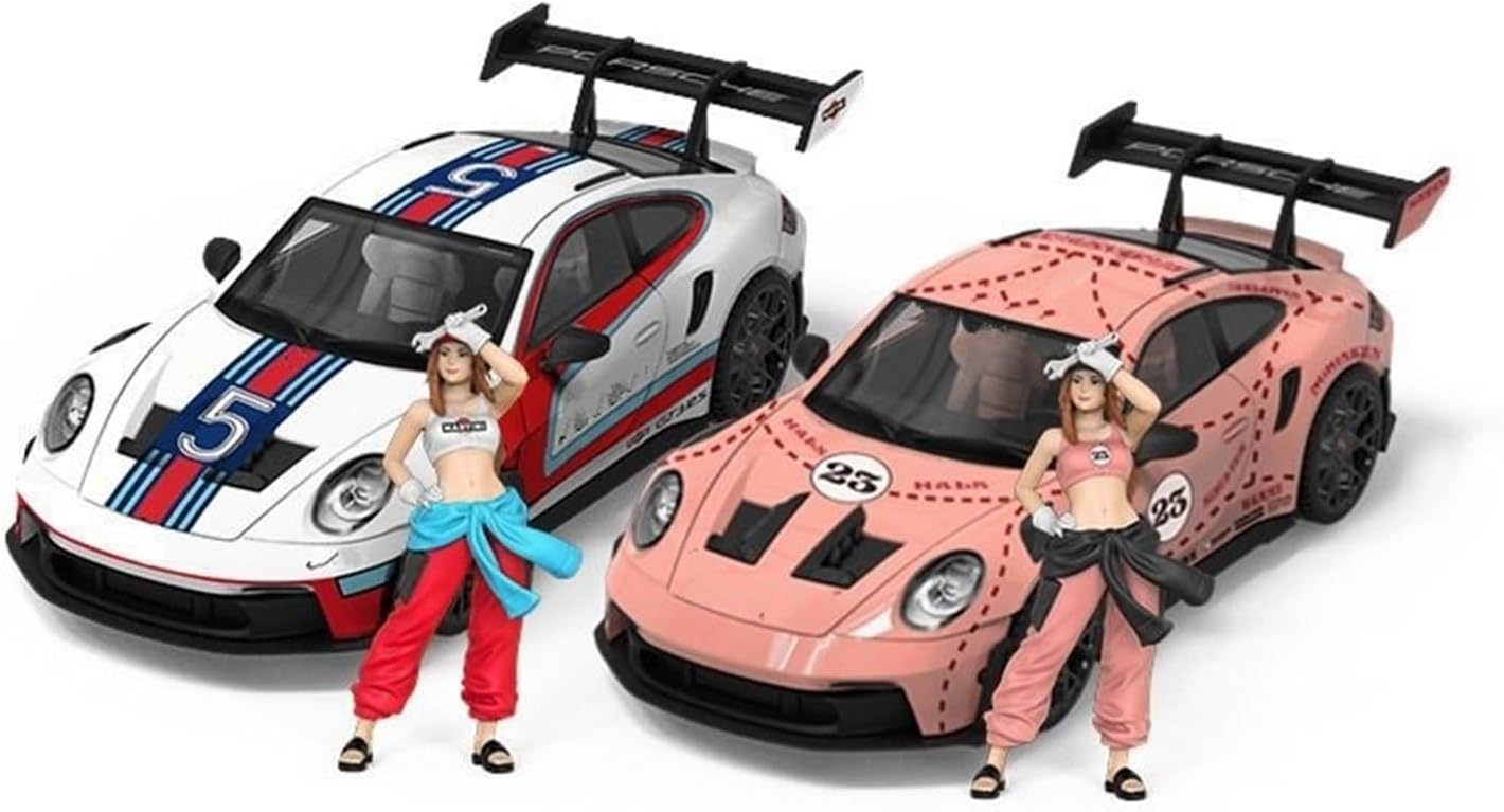 1:64 992 GT3 RS Pink Pig Simulation Alloy Car Model Regular Edition(Black Apple)