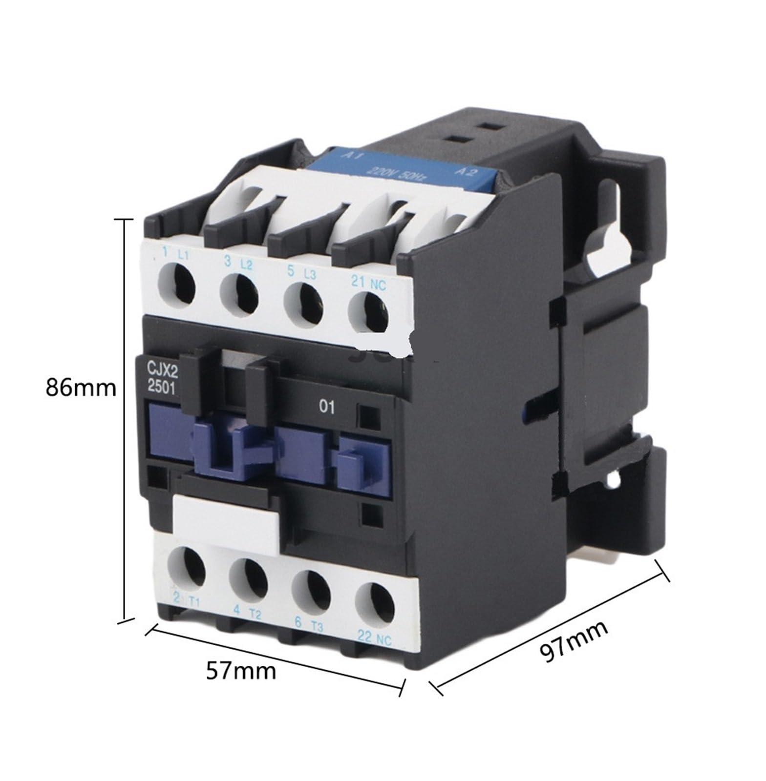 CJX2-2510 relé de Contactor de Motor de CA, trifásico, 25A, 3 polos, 1NO, 24VAC, 36V, 380V, 220V, contactos magnéticos de Motor de voltios de bobina, carril Din de 35mm, 1 Uds.(AC36V)