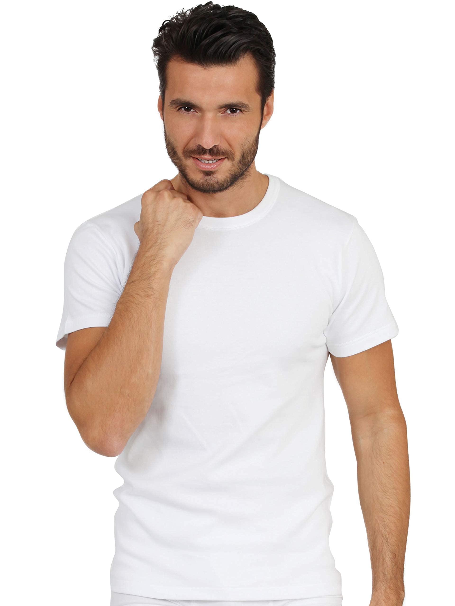 EGI Maglia Uomo Manica Corta Bianco Lana Girocollo Lana e Seta Intimo Termico Invernale Made in Italy, Art.456