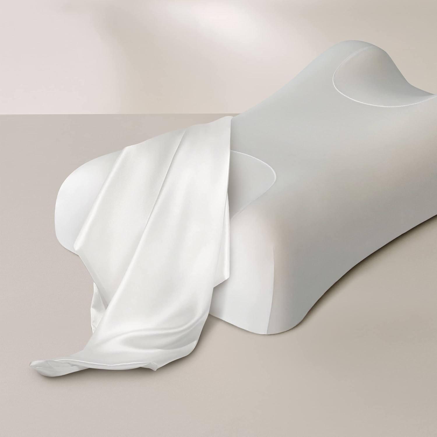 Sleep & Glow Omnia Natural Silk Pillowcase for Hair and Skin Fits Unique Shape of Sleep&Glow Omnia Pillow – 19mm Grade 6A Mulberry Silk (Off White)