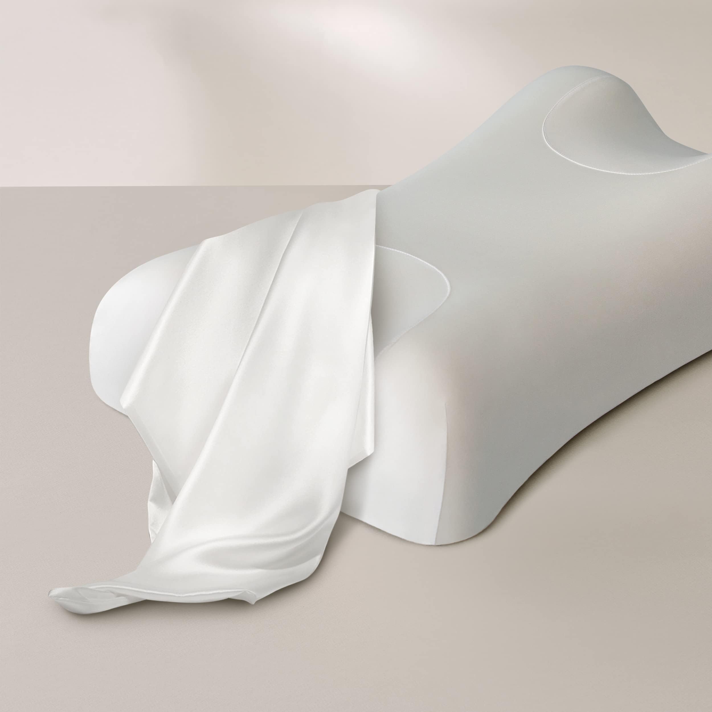 Sleep & Glow Omnia Natural Silk Pillowcase for Hair and Skin Fits Unique Shape of Sleep&Glow Omnia Pillow – 19mm Grade 6A Mulberry Silk (Off White)