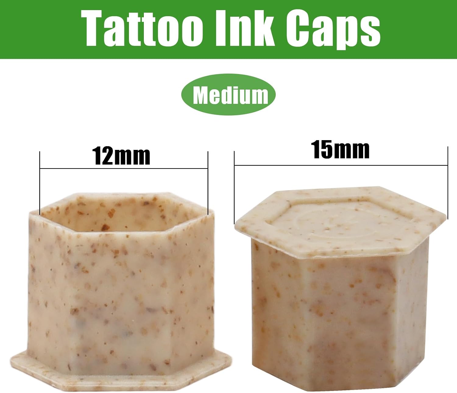Jiozermi Tattoo Ink Caps, 12mm Medium, 200 Pack