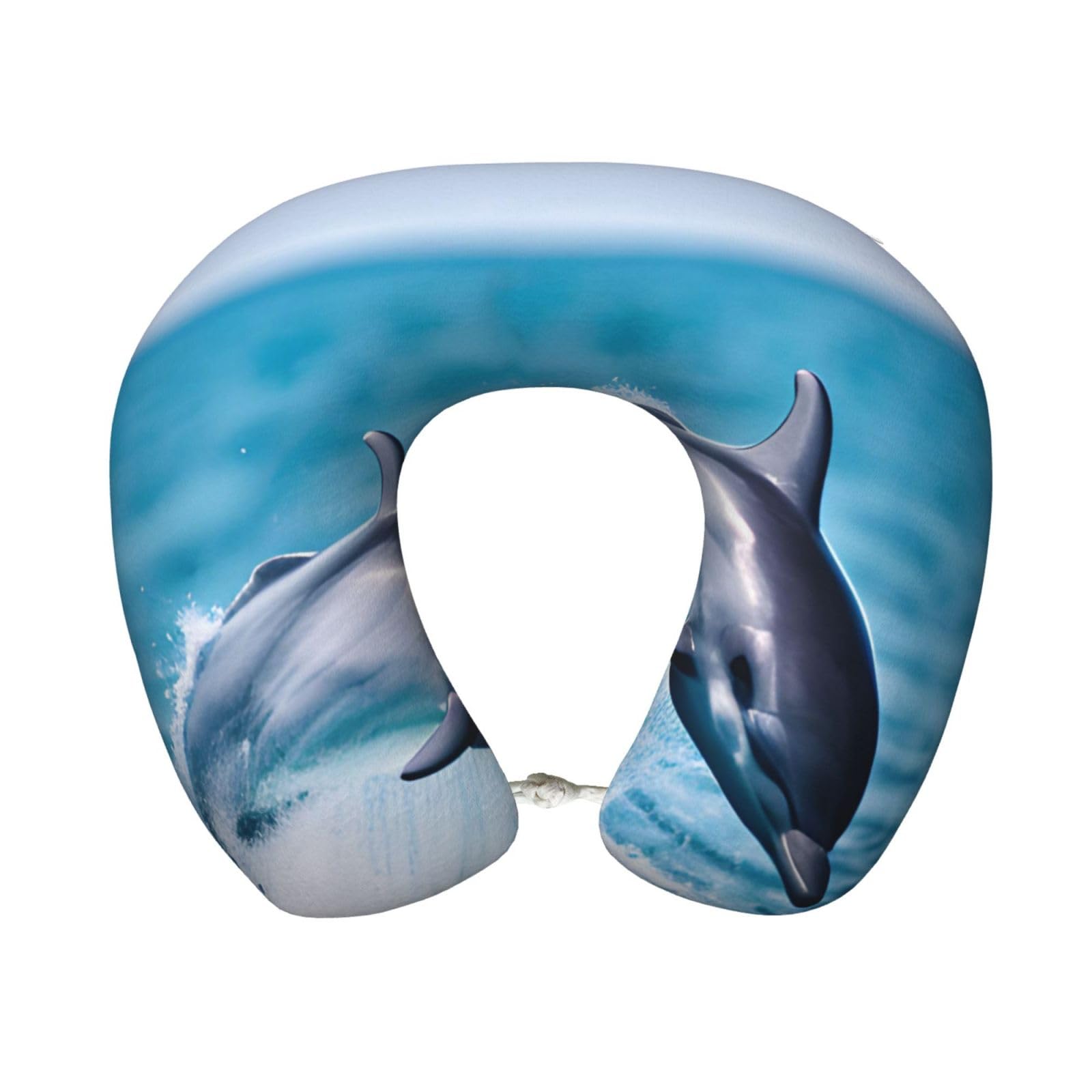 FekiLoot Travel Pillow for Sleeping, Cute Dolphin Travel Neck Pillow Comfortable U Shape Memory Foam Neck Rest Support Portable Travel Accessories Suitable for Airplane Car Office