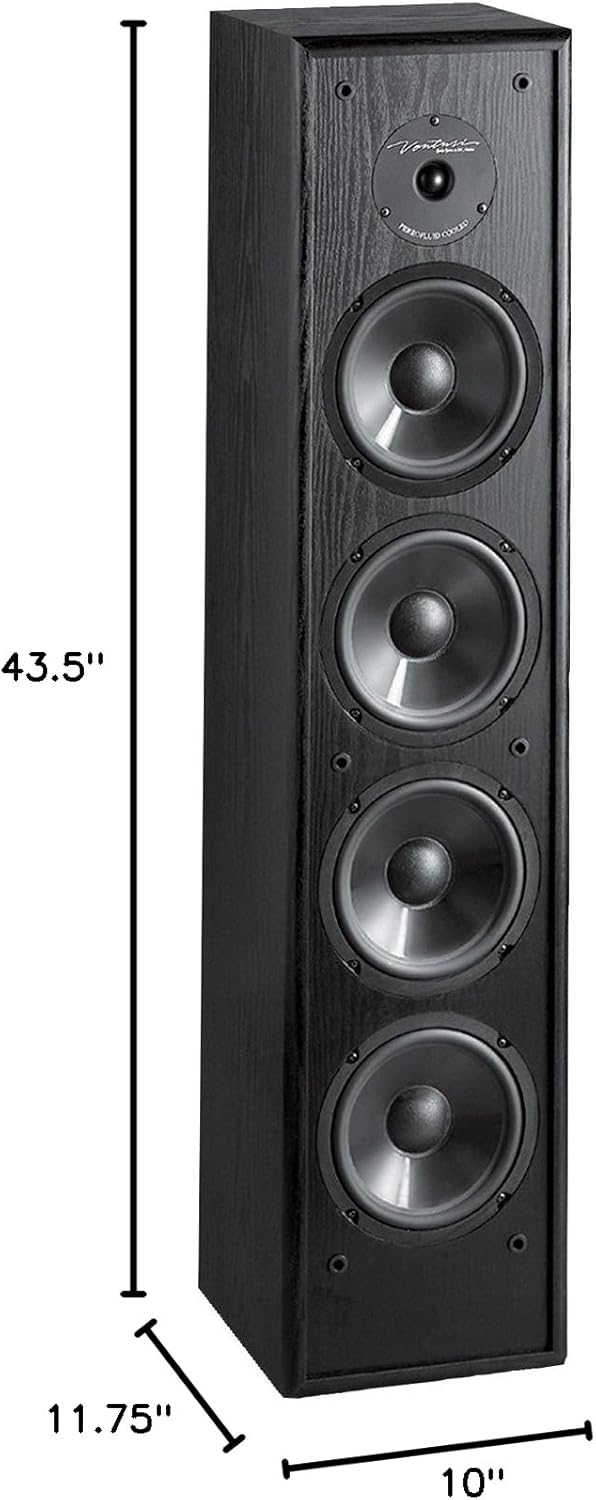 BIC America Venturi DV84 2-Way Tower Speaker, Black (Single)