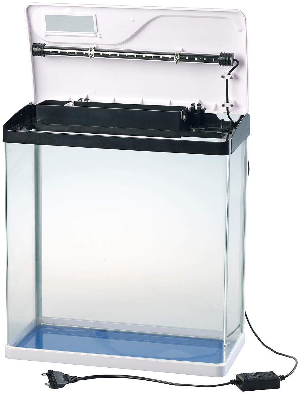 Aquarien Komplettsets: Nano-Aquarium-Komplett-Set mit LED-Beleuchtung, Pumpe & Filter, 40 l (Aquarium Zubehör, Fischbecken, Licht)