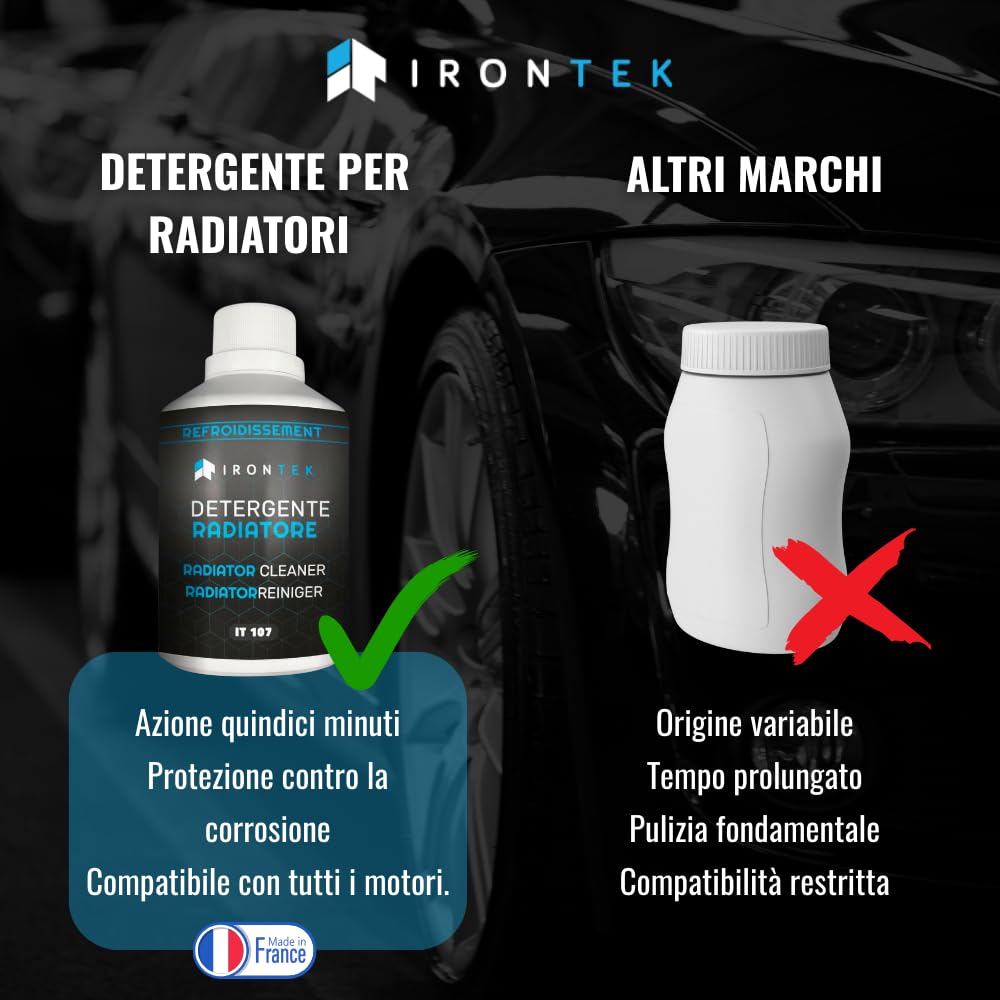 Pulitore Radiatore e Circuito Raffreddamento - IRONTEK - 300ml | IT107 | Anticalcare | Antiruggine | Anticorrosione | Auto e Moto