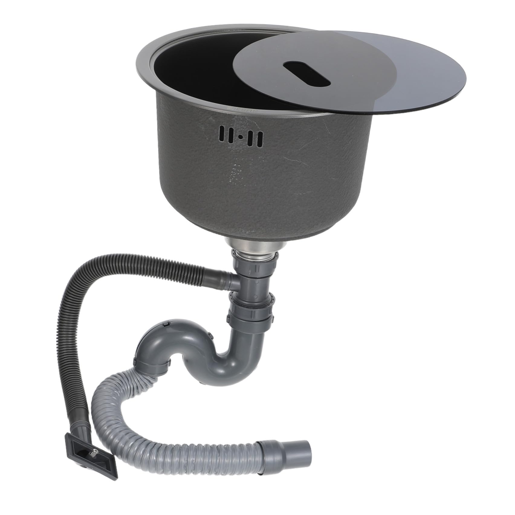 SHINEOFI Fregadero Tamaño 30x28x17 Cm Mini Redondo de Acero Inoxidable 304 con Kit de Desagüe y Doble Instalación para Cocina de Bar y Camper
