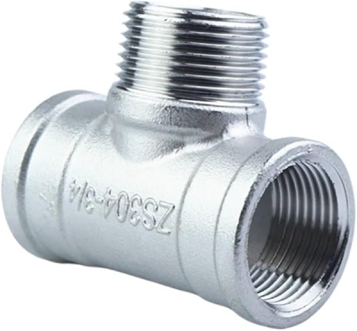 SS 304 Tee Female X Male NPT T Shaped 3 Way 1 1/4 inch (0002)