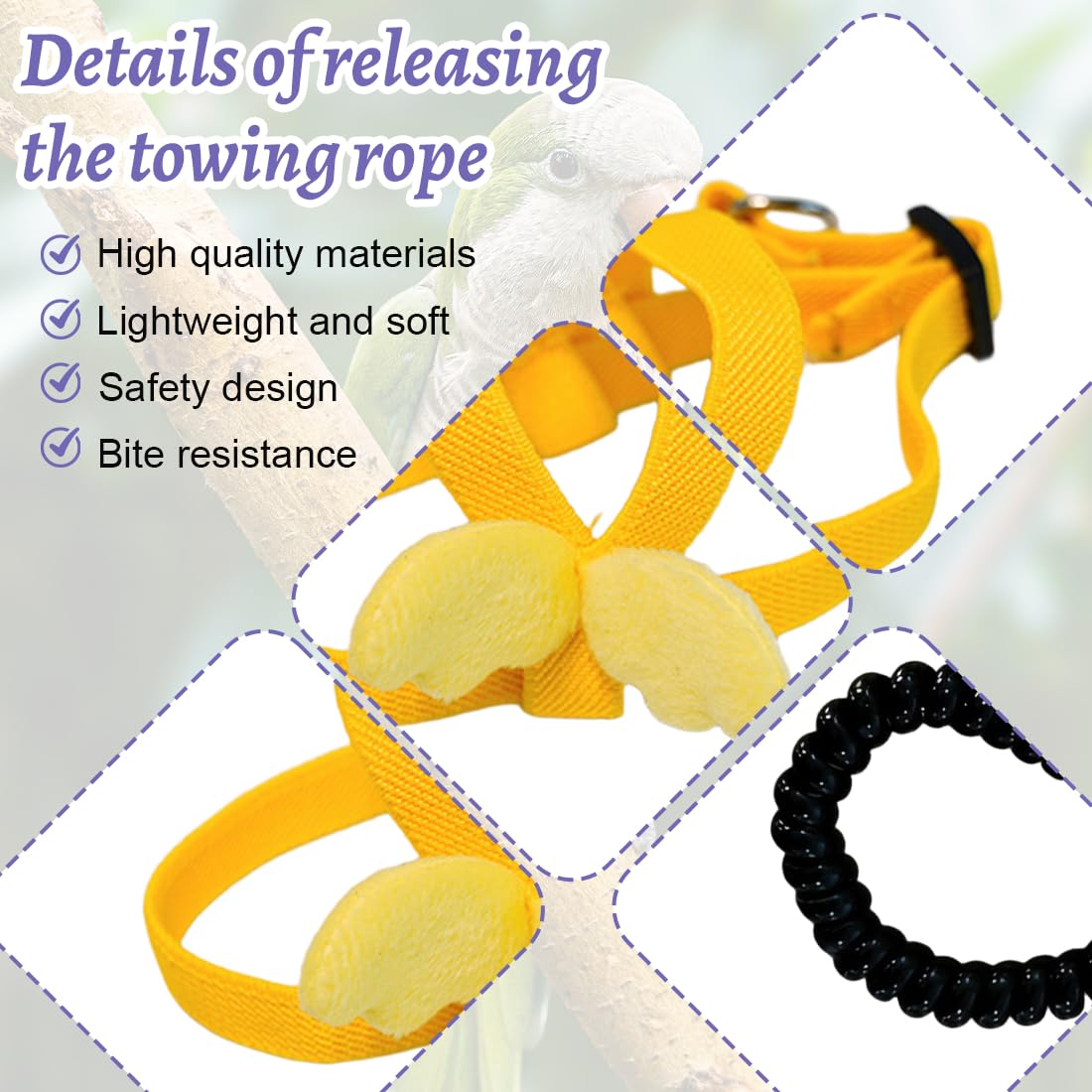 Harnais Perroquet 5 Pièces Harnais Pour Perroquet Ajustable Avec Laisse Vol Entraînement Sécurité Petit Oiseau Calopsitte Accessoire Aviaire Corde Réglable Pour Animaux