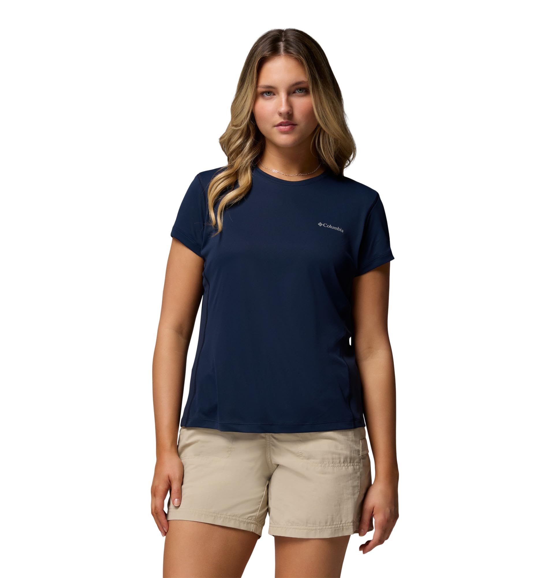 Columbia Women's Zero Rules Light Short Sleeve Crew, Technical Short Sleeve T-Shirt, Collegiate Navy, Small