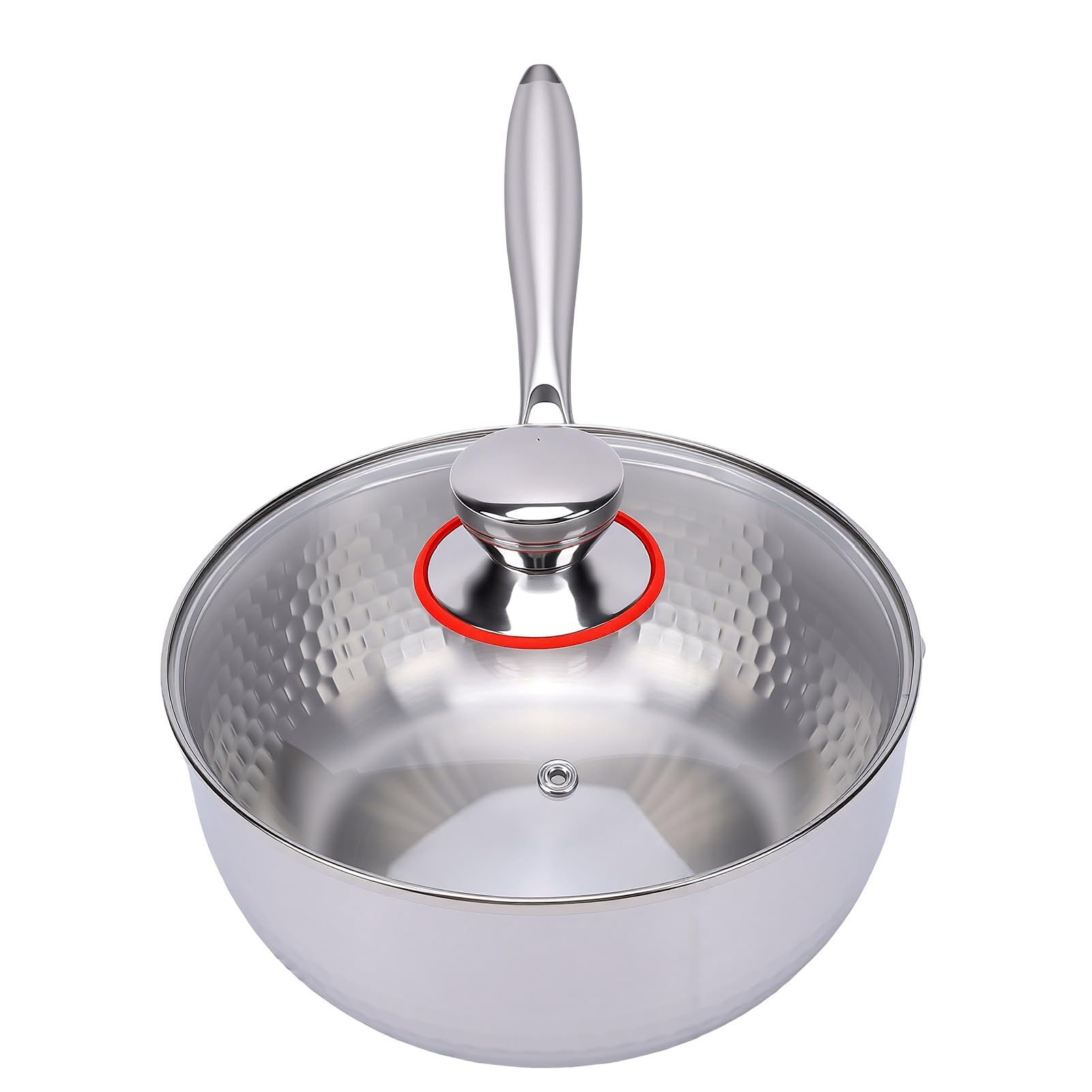 GOWENIC Rondel ze Stali Nierdzewnej SUS316 Nonstick Uniwersalny Rondel z pokrywką 5-warstwowa Podstawa Kompatybilny z indukcją Można myć w Zmywarce Garnek do Gotowania w Kuchni