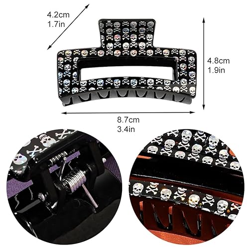 Miniatura 7 de Pinzas para el cabello de Halloween, divertidas pinzas de garra de fantasma, pinzas de tiburón ahuecadas grandes y cuadradas para cabello grueso y