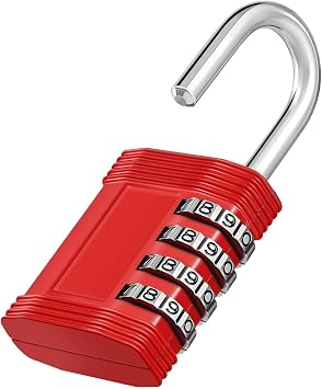 ZHEGE Gym Locker Lock Keyless, Resetable Combination Padlock Red | Ideal for School, Fence, Gate, Storage, Room
