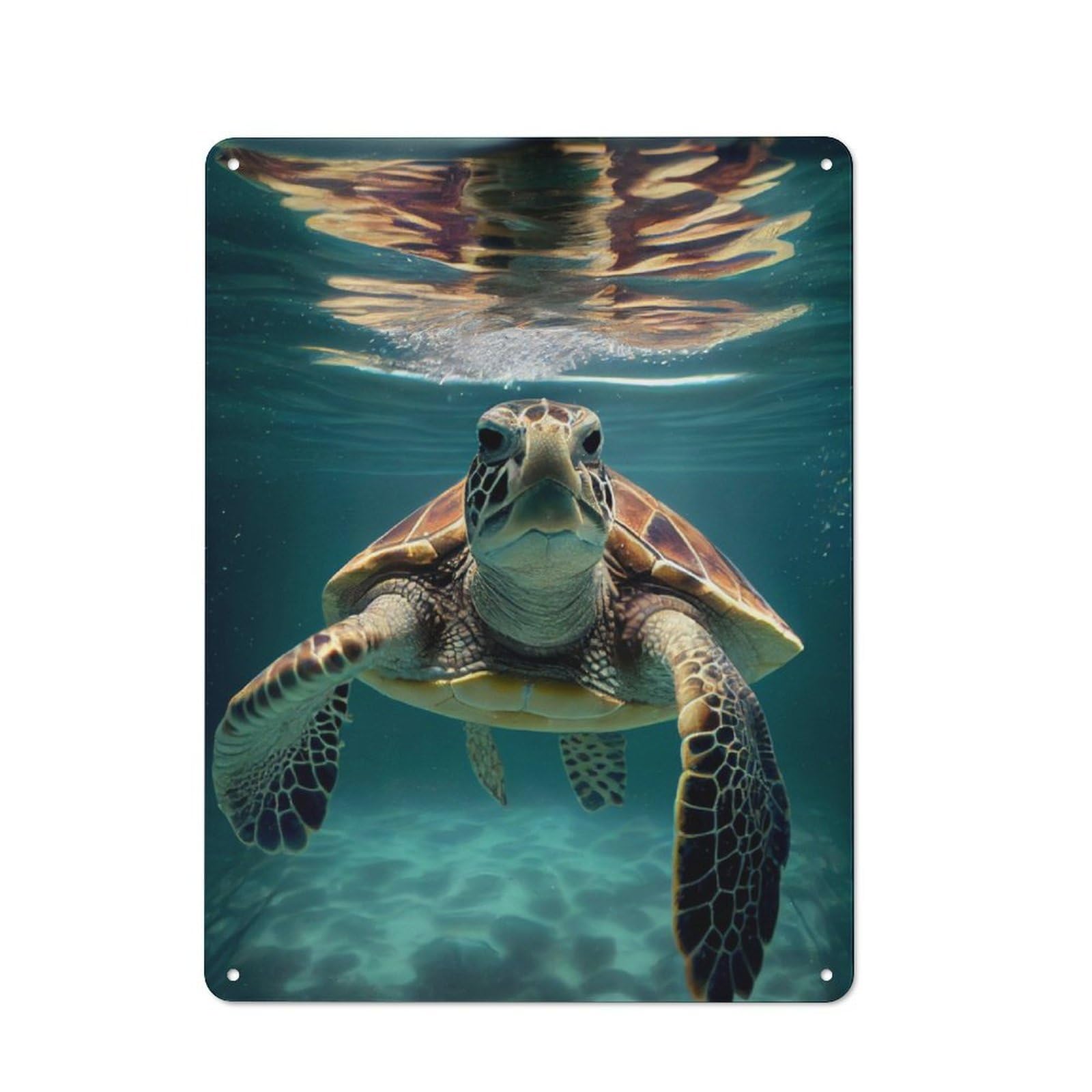 Junmoney Turtle Water Sea Rustic Tin Sign 40X30cm, Vintage Porch Wall Decor For Conservatory, Home Bar Or Utility Room