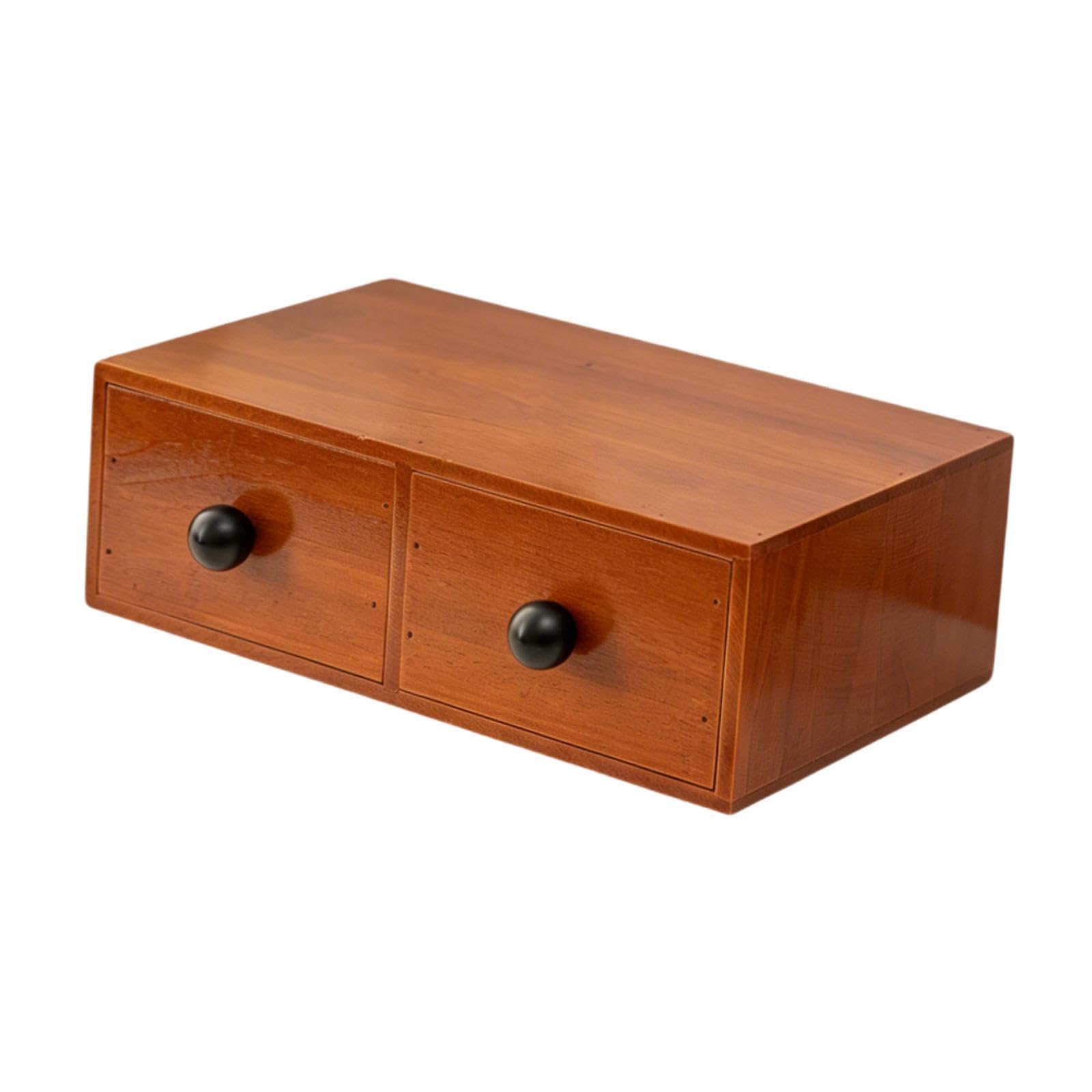 Organizzatore Da Scrivania con Cassetti, Scatola Portaoggetti in Legno per Ufficio, Decorazione O Regalo, 2 Cassetti