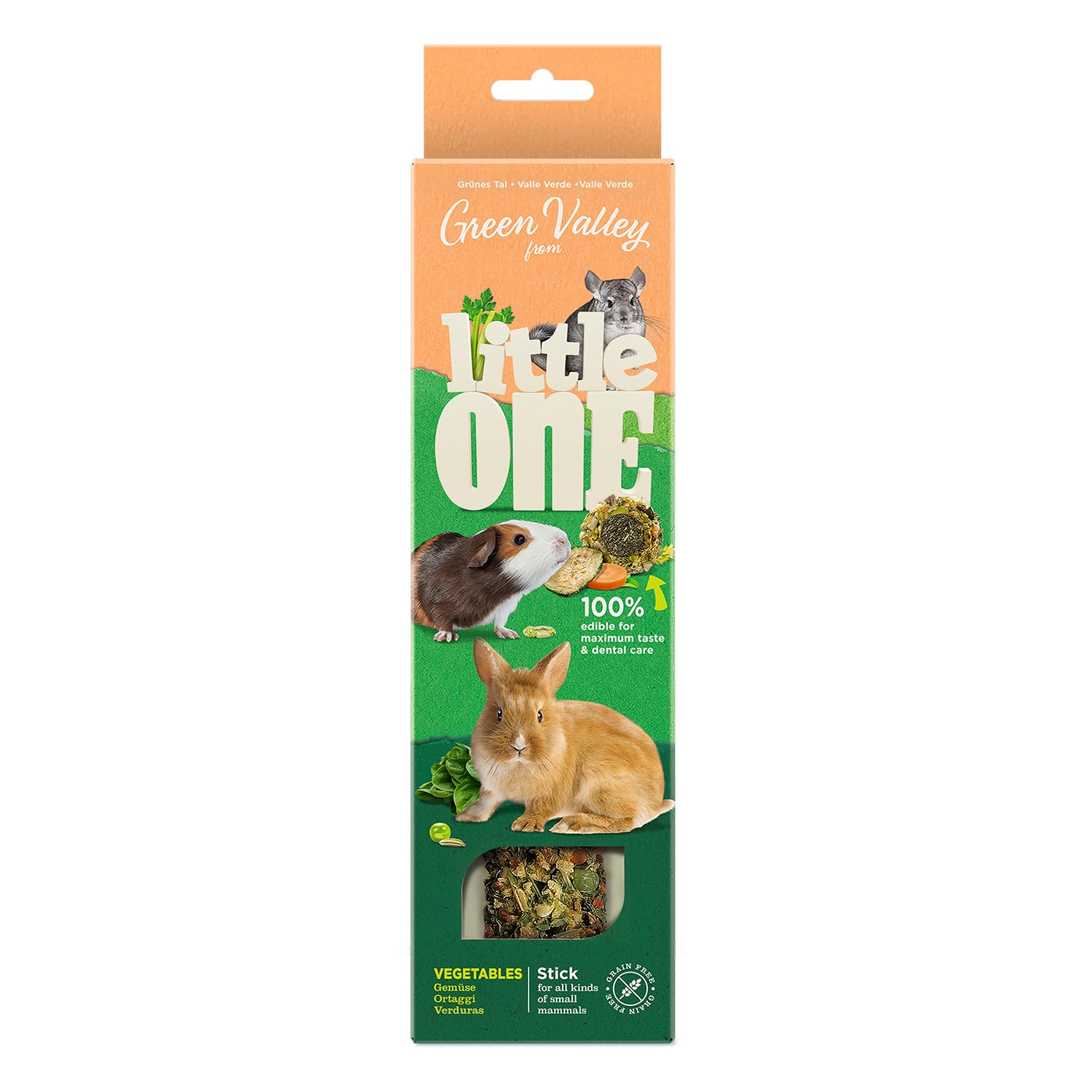 Little One Green Valley Grain Free Vegetable Bar, Fully Edible for Rodents, 1х160 g