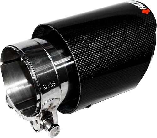 Miniatura 4 de FAIZJUNBEN Puntas de escape de fibra de carbono, 2.9 in de entrada, 4.0 in salida de los tubos de escape, negro brillante pulido espejo