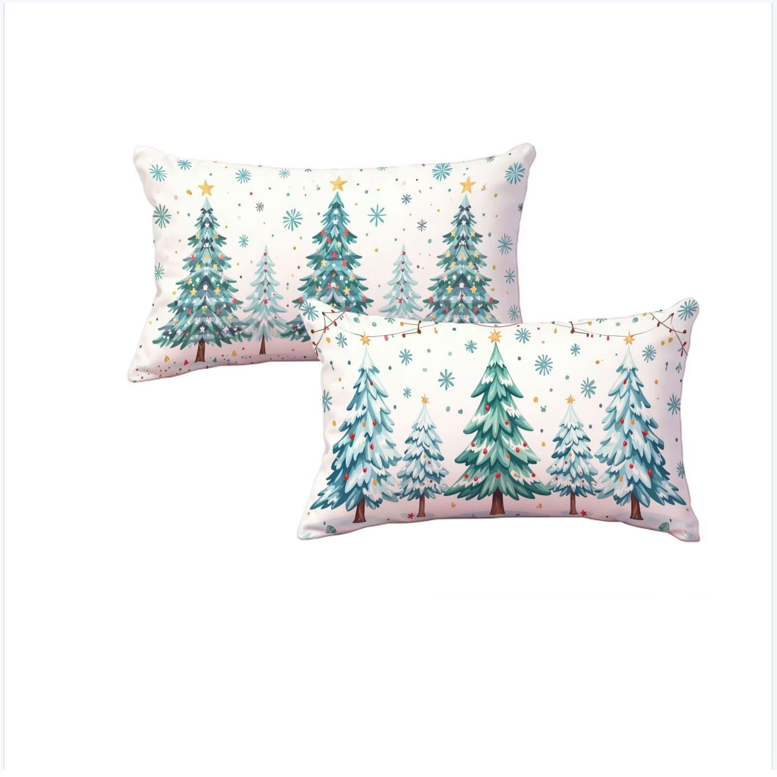 Housse coussin 40x70cm Noël lot de 2 cyan imperméable