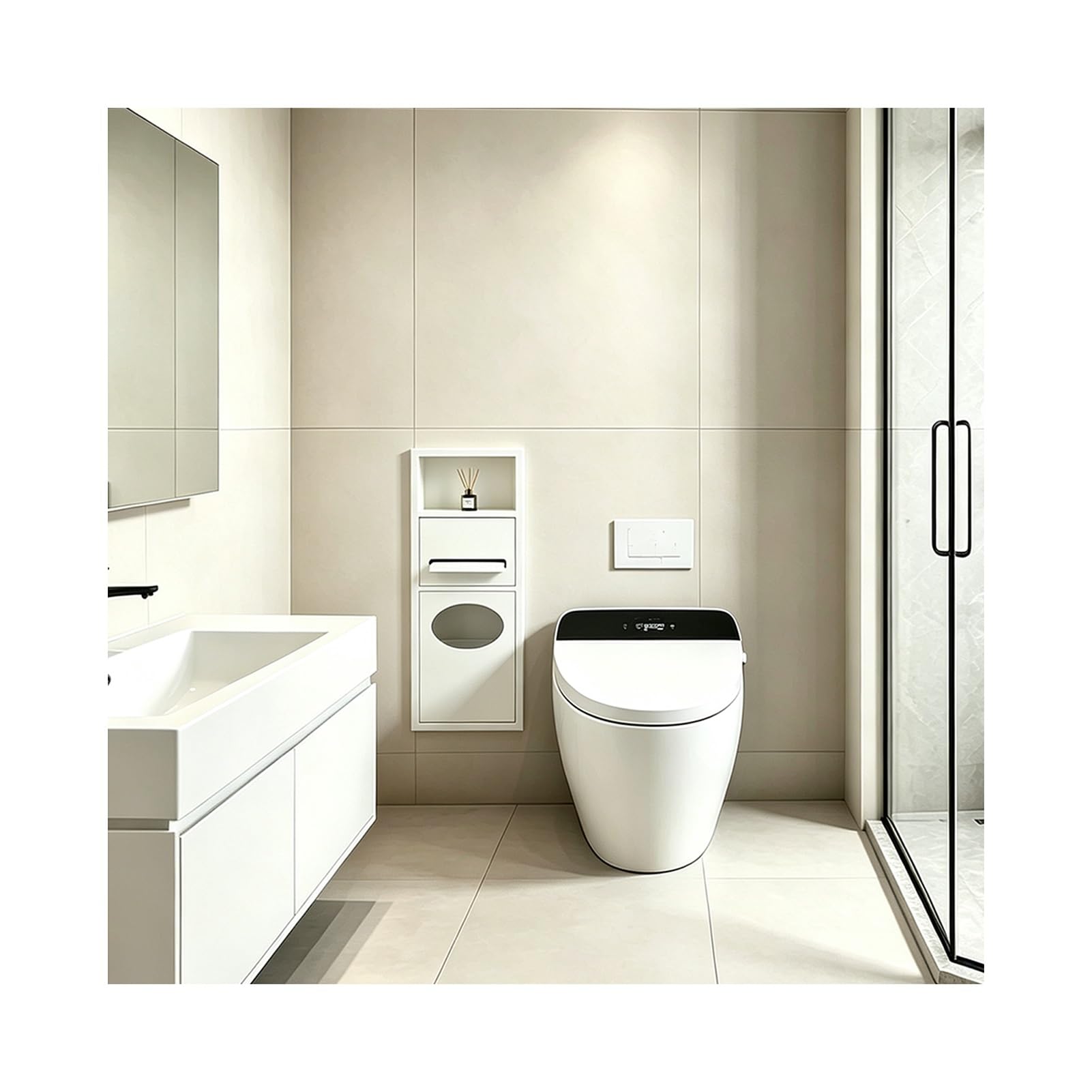 Recessed Toilet Niche, In-wall Trash Bin Cabinet for Bathroom Toilet