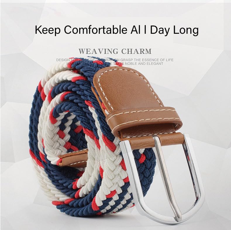 COTIM COYIN Braided Woven Stretch Belt for Women Men, Unisex Woven Elastic Golf Belts for Jeans Pants3