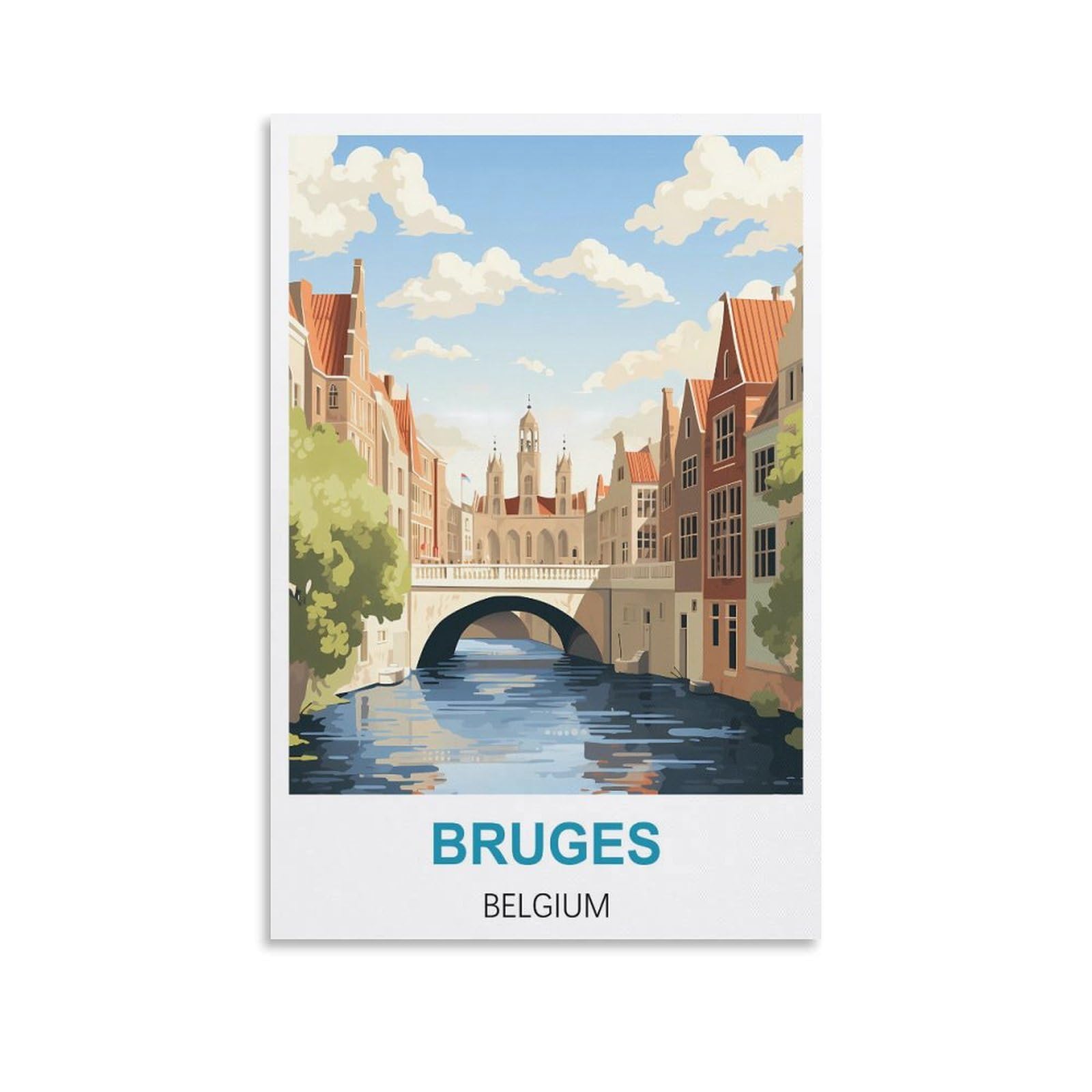 Hwjjuii Unframe-Style Bruges Belgium Vintage Travel Poster 08X12inch(20X30cm) Canvas Wall Posters And Art Picture Print Modern Family Bedroom Decor Posters
