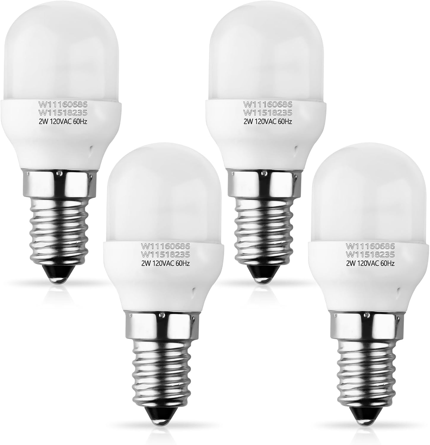 2 Pcs W11518235 Refrigerator Bulb Compatible with Kenmore Whirlpool Freezer | 120V 2W, Replaces W11160686 W10473925 W10574850 PS16555179 W10865839, Stable Long Lifespan, Easy Screw-In Installation