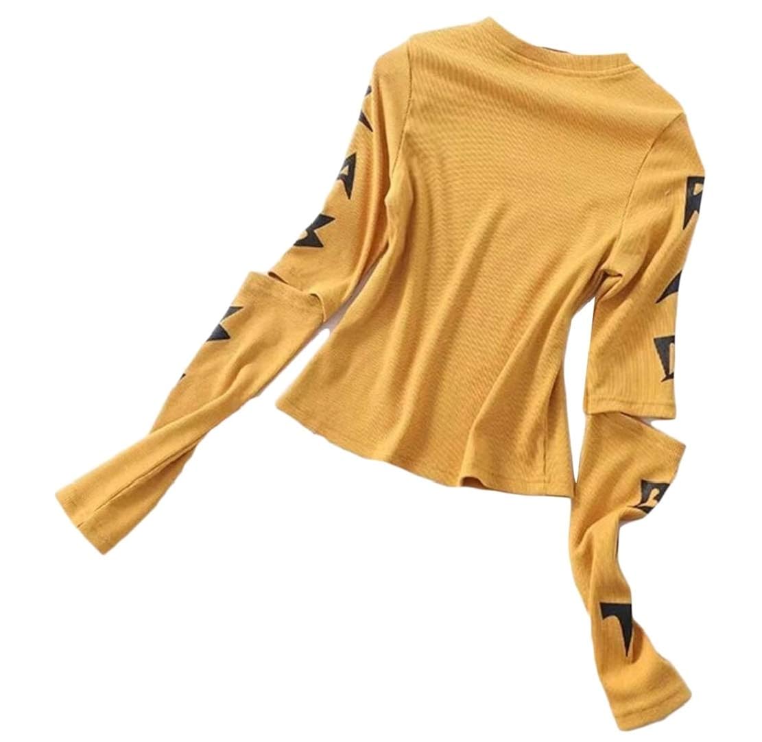 T-Shirt Long Sleeve Pullover Crop Tops 