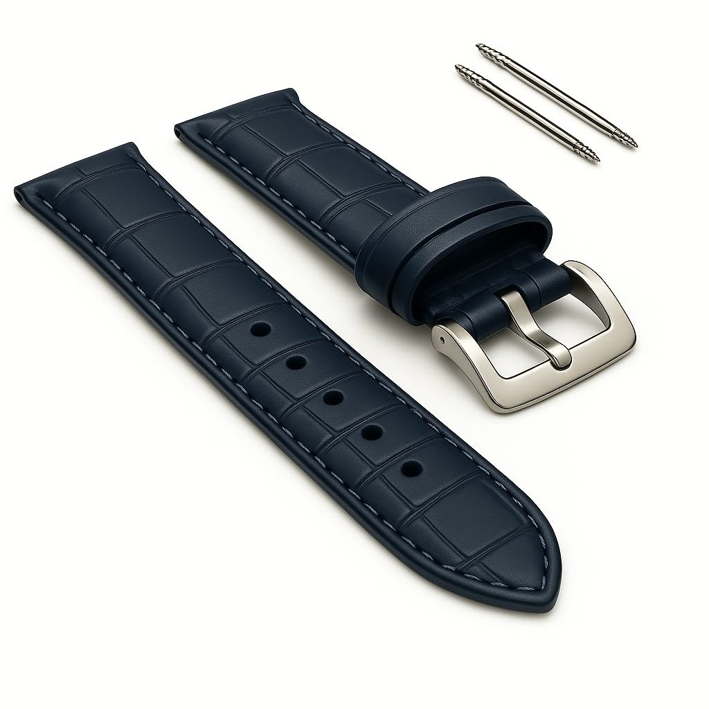 Panda Bobo Reflex Active Watch Strap, Leather Replacement Watch Band, Compatible with Series 4/5/6/7/9/10/12/13/14/15/16/23/26 (Dark Blue)