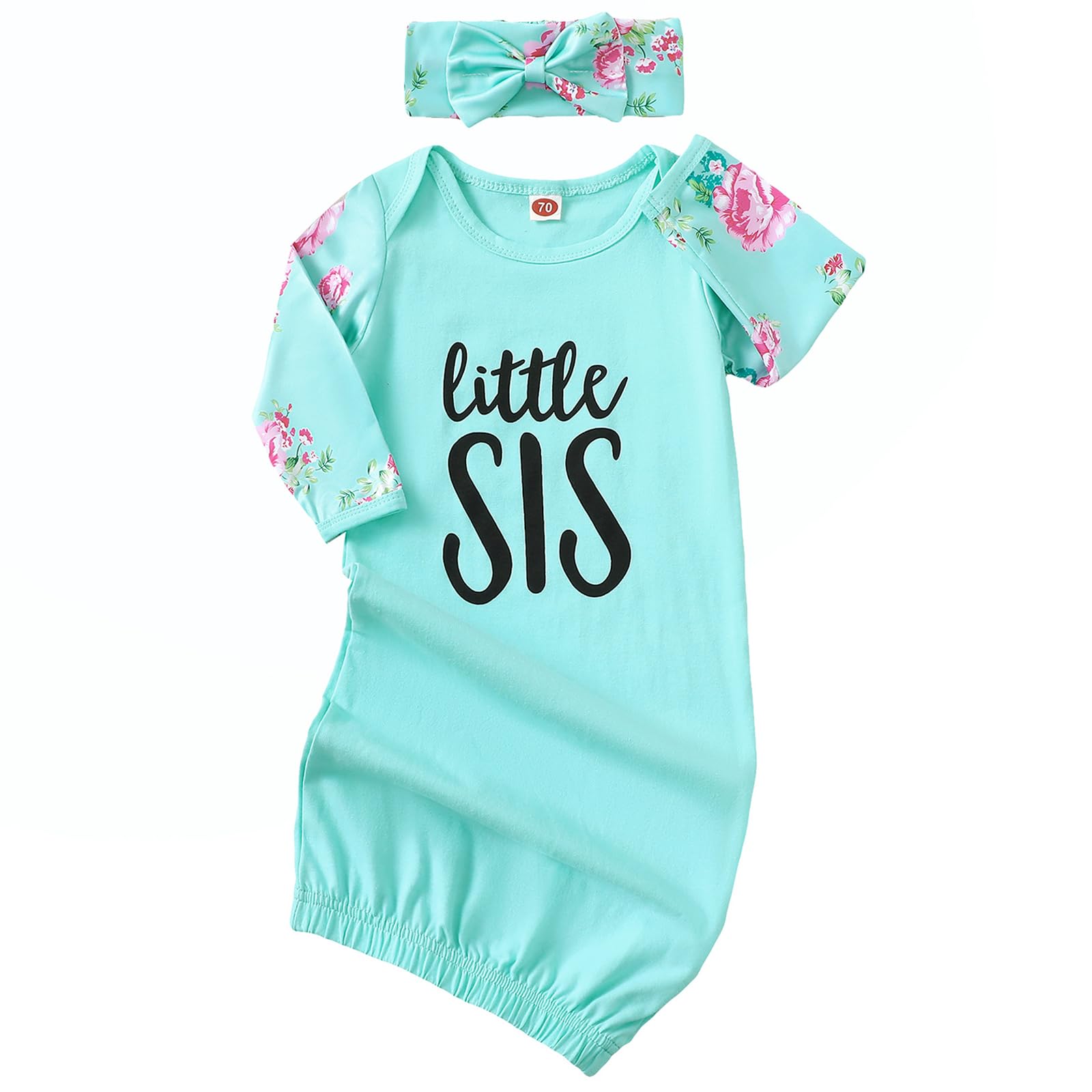 AMAWMW Newborn Baby Girl Little Sister Sleeper Gown Stripe Long Sleeve  Nightgown Pajamas Gifts Stuff Essential Outfit