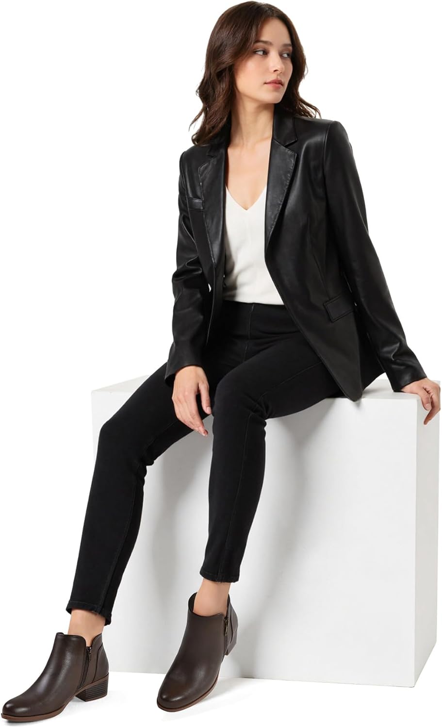 mysoft Women's Ankle Boots Low Chunky Heel Round Toe Casual Comfortable Short Booties with Side Zipper - Image 2