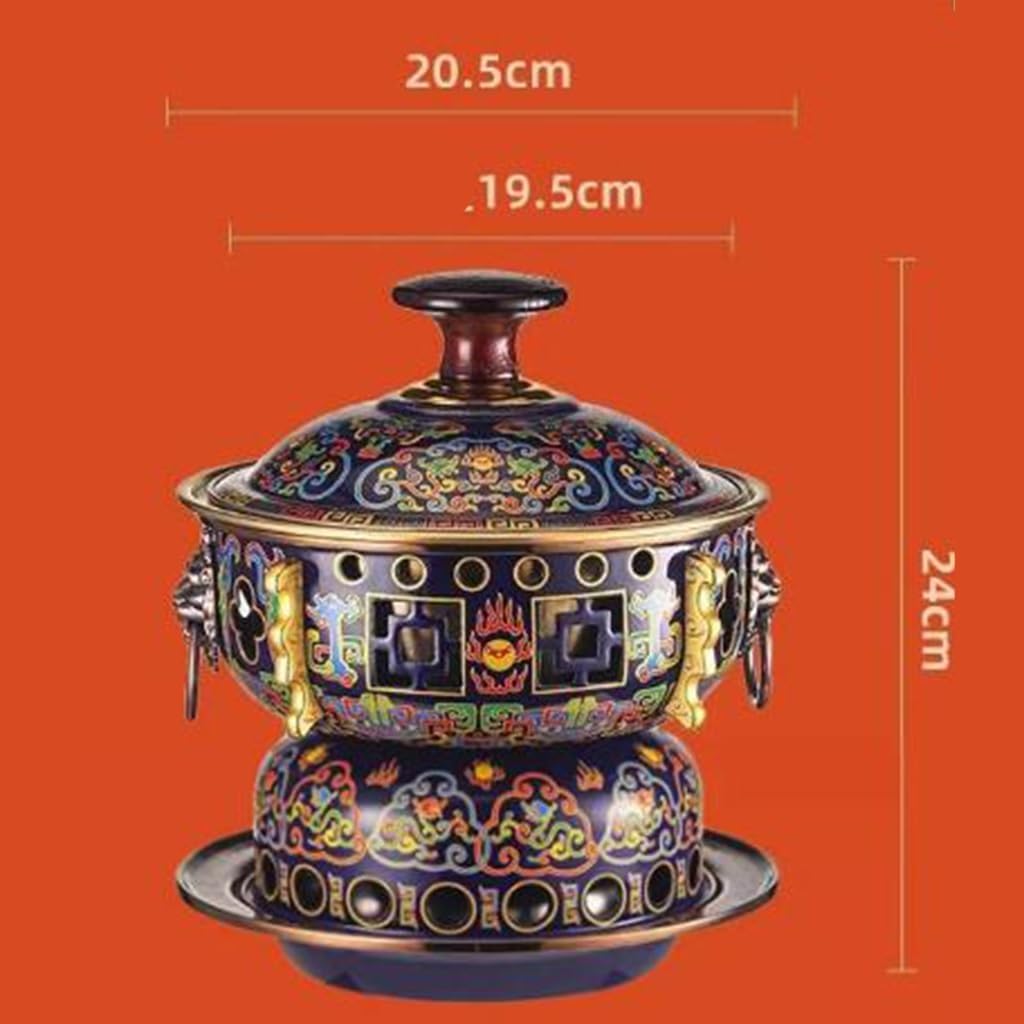 Chinese Hot Pot,Copper Hot Pot, Old Copper Hot Pot Pure Copper Small Hot Pot Suitable for 2-4 People Alcohol Stove Anti-Scald Carrying Handle