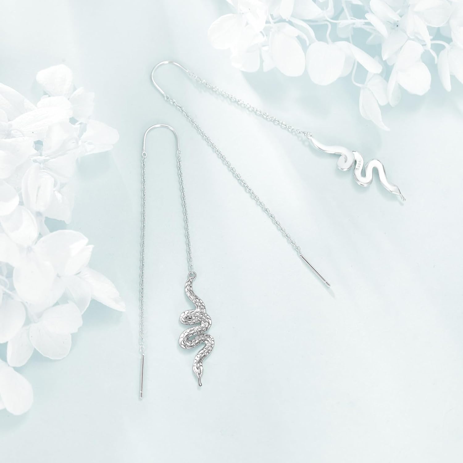 Snake Threader Earrings 925 Sterling Silver Snake Dangle Earrings Jewelry Gifts for Women