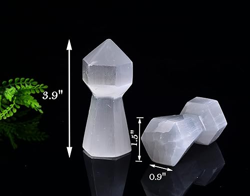 Miniatura 10 de AMOYSTONE Corazones de cristal de selenita, piedras de preocupación y piedras curativas para decoración del hogar, 2 unidades