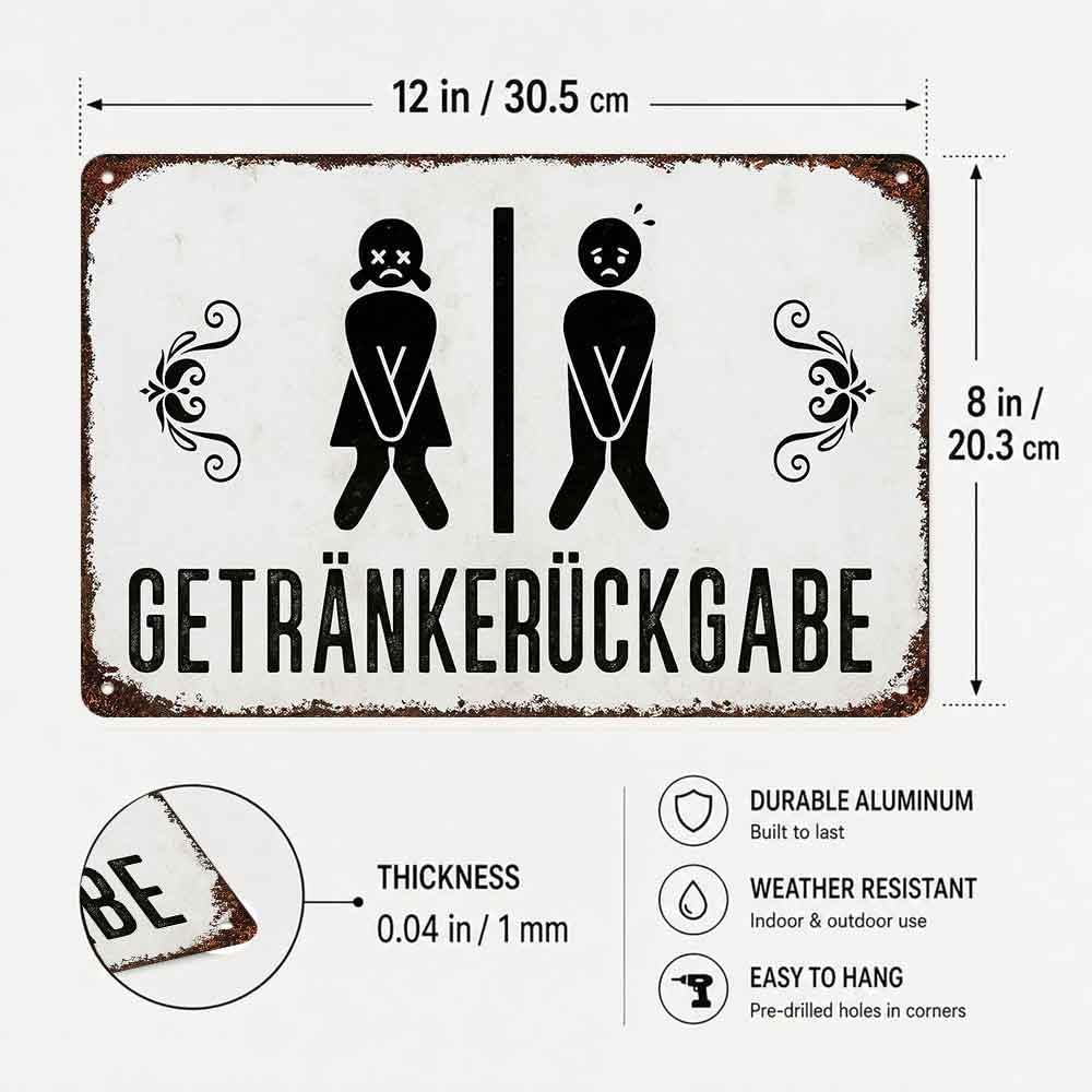 Funny Restroom Getränkerückgabe Aluminum Metal Sign 8 x 12 Inch image 2