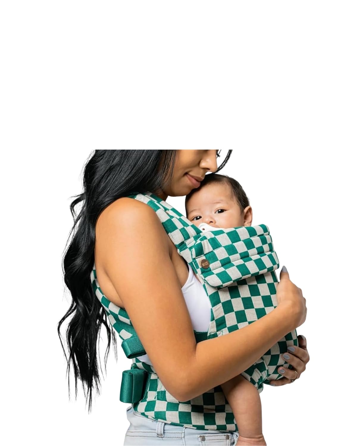 Mabē Monarch Ergonomic Baby Carrier – Premium Cotton Soft Structured Newborn to Toddler Carrier with Hip-Healthy Design, 3 Carry Positions (7-35lbs), Lightweight & Breathable (Evergreen Check)